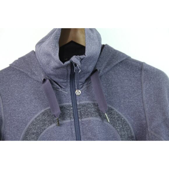 Lululemon Stride Jacket 6 Heathered Royalty Full Zip Hooded Thumb Holes Hoodie - Picture 2 of 10